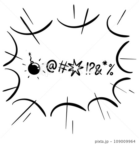 Doodle sketch style of Swearing icons cartoon hand drawn illustration for concept design. 109009964