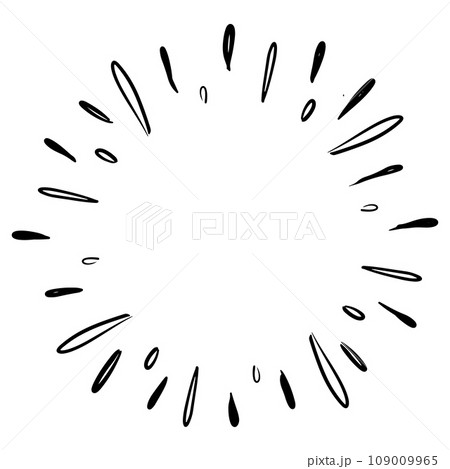 Doodle sketch style of Starburst, sunburst,  Element Fireworks Black Rays. Comic explosion effect. Radiating, radial lines. cartoon hand drawn illustration for concept design. 109009965