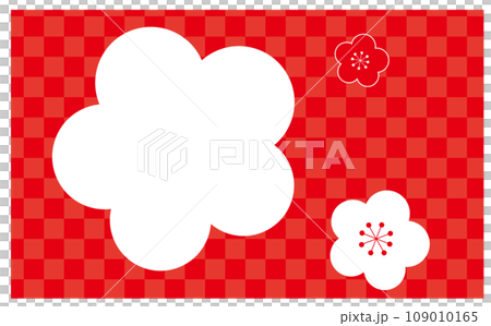梅の花と赤い市松模様の背景セット 梅の花と赤い市松模様の背景セット 109010165