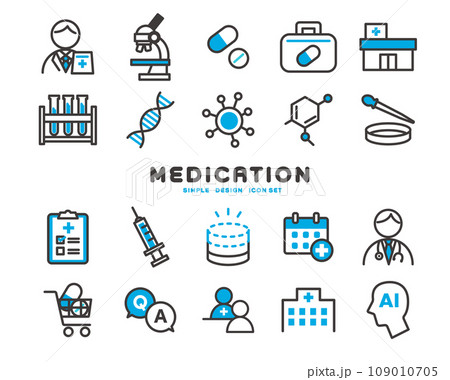 医療や薬に関するアイコンのベクターイラスト素材 医療や薬に関するアイコンのベクターイラスト素材 109010705