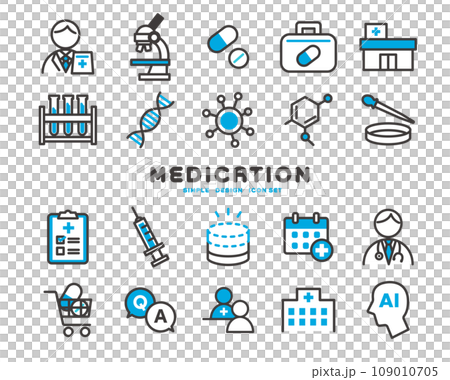 医療や薬に関するアイコンのベクターイラスト素材 医療や薬に関するアイコンのベクターイラスト素材 109010705