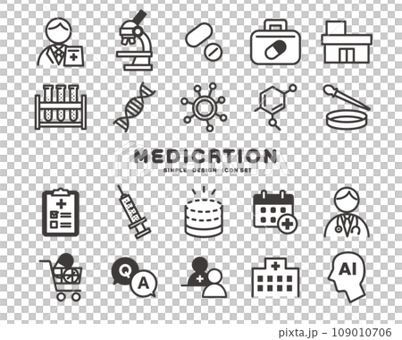 Vector illustration material of icons related to medical care and medicine 109010706