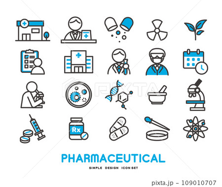 医療や創薬研究に関するアイコンのベクターイラスト素材 医療や創薬研究に関するアイコンのベクターイラスト素材 109010707