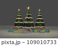 Christmas tree with decrorate items and giftbox.3D render 109010733