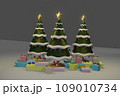 Christmas tree with decrorate items and giftbox.3D render 109010734