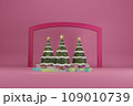 Christmas tree with decrorate items and giftbox.3D render 109010739