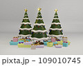 Christmas tree with decrorate items and giftbox.3D render 109010745