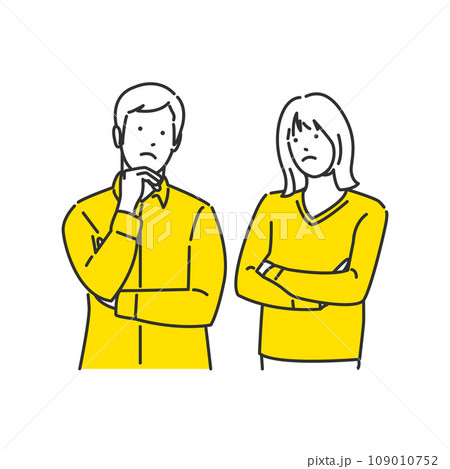 悩みを抱えている男性と女性 悩みを抱えている男性と女性 109010752