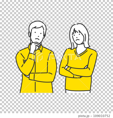 悩みを抱えている男性と女性 悩みを抱えている男性と女性 109010752