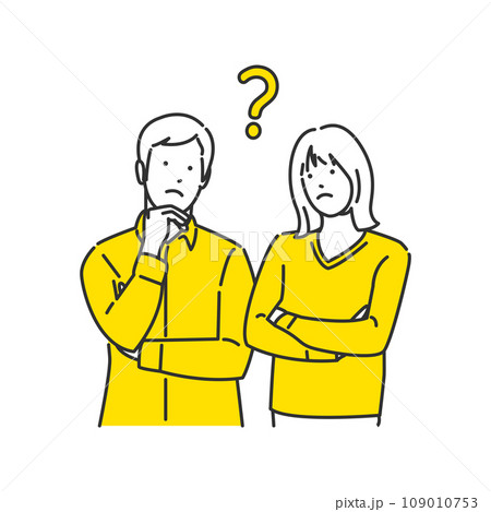 疑問に思う 男性と女性のイラスト 疑問に思う 男性と女性のイラスト 109010753