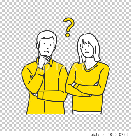 疑問に思う 男性と女性のイラスト 疑問に思う 男性と女性のイラスト 109010753