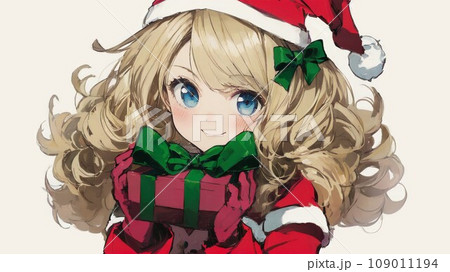プレゼントを持つサンタガール 109011194