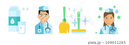 Allergy Concept with Risk Factors Flat Icon Vector Set 109011265