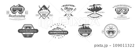 Mountain Camping Club Label and Emblem Vector Set Mountain Camping Club Label and Emblem Vector Set 109011322