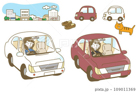 自動車を運転する女性 自動車を運転する女性 109011369