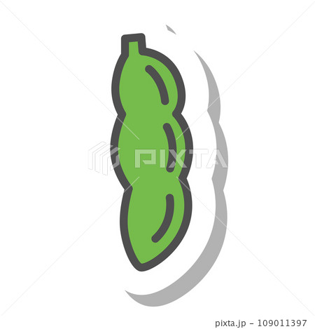 ステッカー風シンプル野菜の単品アイコン　枝豆 109011397