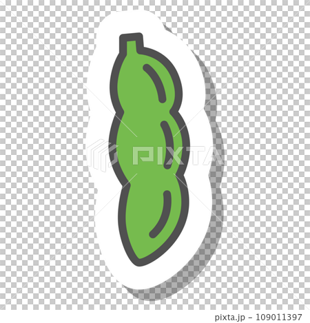ステッカー風シンプル野菜の単品アイコン　枝豆 109011397