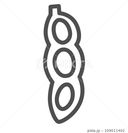 線画シンプル野菜の単品アイコン　枝豆 109011402