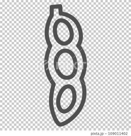 線画シンプル野菜の単品アイコン　枝豆 109011402
