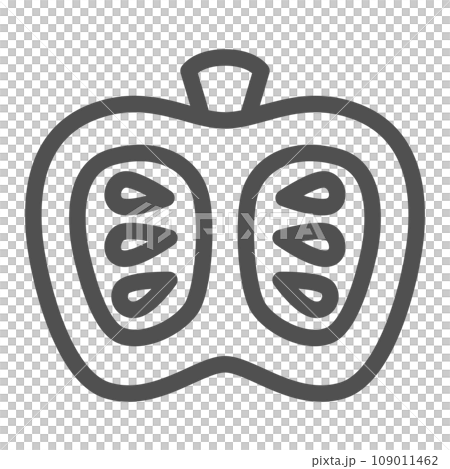 Line drawing simple vegetable single item icon pumpkin cross section 109011462