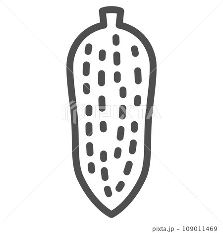 線画シンプル野菜の単品アイコン　ゴーヤ 109011469