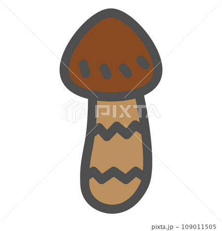 カラーシンプルキノコの単品アイコン　松茸 109011505