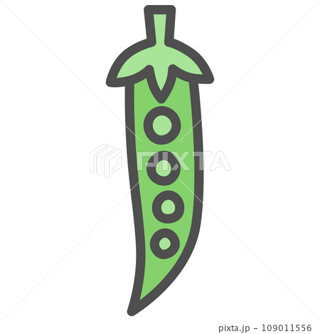 カラーシンプル野菜の単品アイコン　えんどう豆 109011556