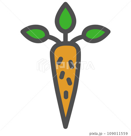 カラーシンプル野菜の単品アイコン　ゴボウ 109011559