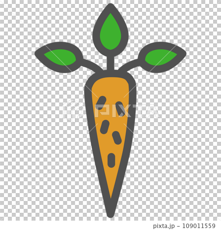 カラーシンプル野菜の単品アイコン　ゴボウ 109011559