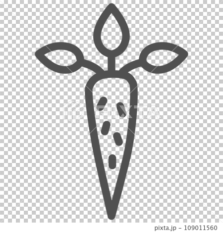 線画シンプル野菜の単品アイコン　ゴボウ 109011560