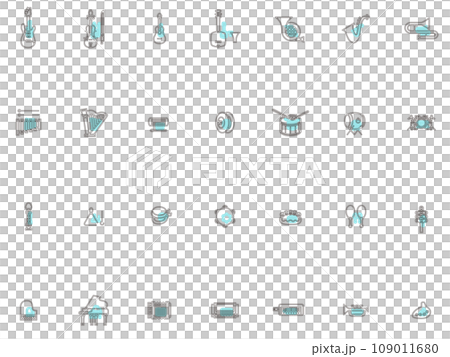 輪廓樂器圖圖示集淺藍色 109011680