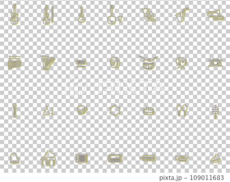 カラーシャドウの楽器イラストアイコンセット 黄色 カラーシャドウの楽器イラストアイコンセット 黄色 109011683