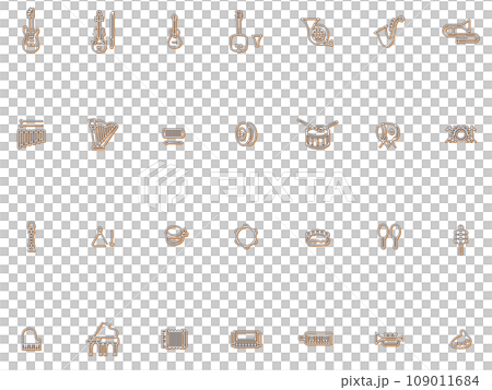 Color shadow musical instrument illustration icon set orange 109011684