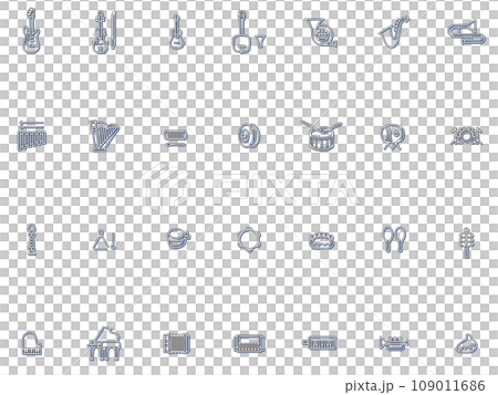 彩色陰影樂器圖圖示設定藍色 109011686