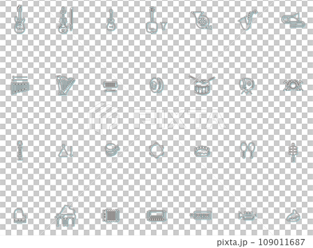 カラーシャドウの楽器イラストアイコンセット 水色 カラーシャドウの楽器イラストアイコンセット 水色 109011687