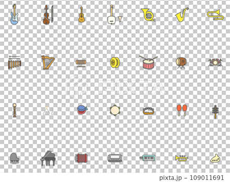 カラー楽器イラストアイコンセット 109011691