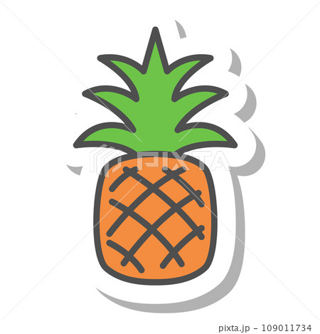 ステッカー風シンプル果物の単品アイコン　パイナップル 109011734