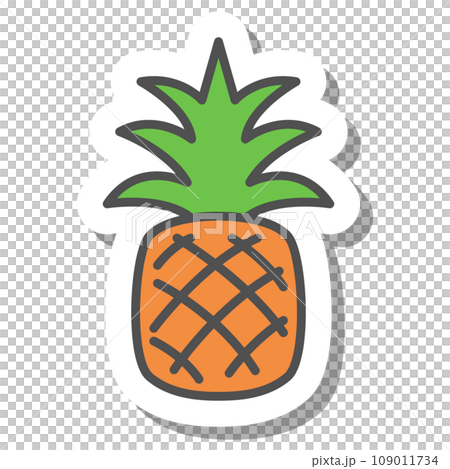 ステッカー風シンプル果物の単品アイコン　パイナップル 109011734