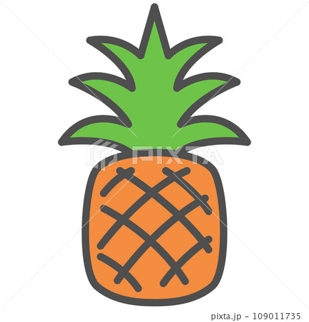カラーシンプル果物の単品アイコン　パイナップル 109011735