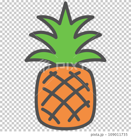 カラーシンプル果物の単品アイコン　パイナップル 109011735