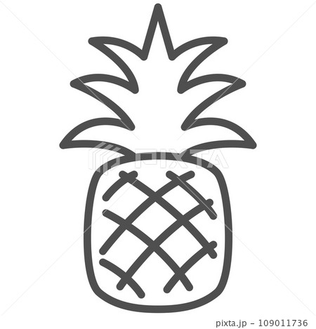 線画シンプル果物の単品アイコン　パイナップル 109011736