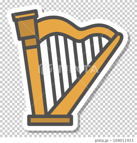 Sticker style simple musical instrument icon harp 109011923