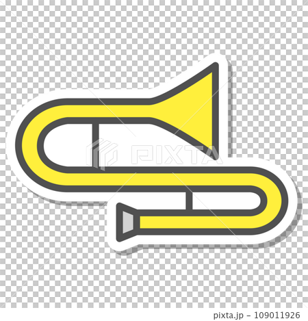 Sticker style simple musical instrument icon trombone Sticker style simple musical instrument icon trombone 109011926