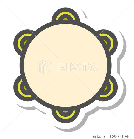 ステッカー風シンプル楽器の単品アイコン タンバリン ステッカー風シンプル楽器の単品アイコン タンバリン 109011940