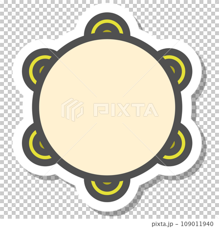 ステッカー風シンプル楽器の単品アイコン タンバリン ステッカー風シンプル楽器の単品アイコン タンバリン 109011940