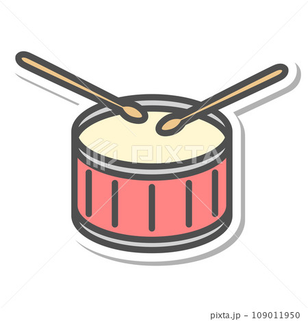 ステッカー風シンプル楽器の単品アイコン　スタードラム 109011950