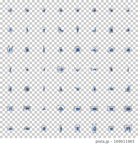 シンプルなスポーツ用品のアウトラインアイコンセット 青 シンプルなスポーツ用品のアウトラインアイコンセット 青 109011965