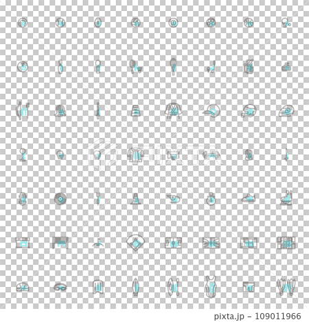 Simple sports equipment outline icon set light blue Simple sports equipment outline icon set light blue 109011966