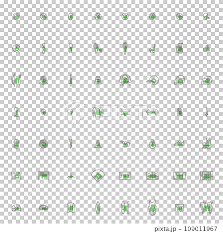 Simple sports equipment outline icon set green 109011967