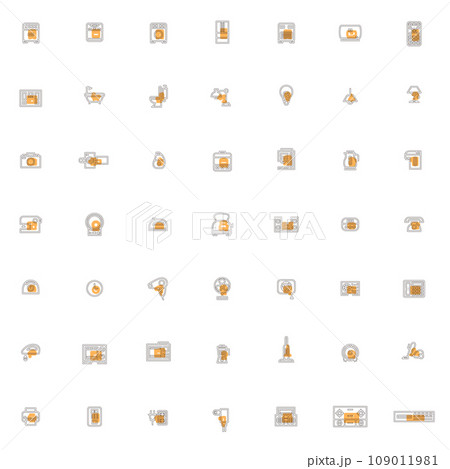 アウトラインの電化製品イラストアイコンセット　オレンジ 109011981